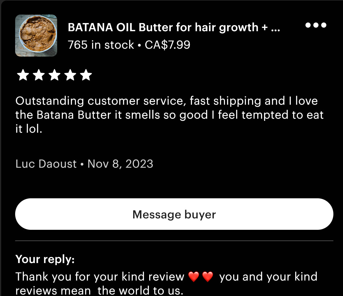 Batana Oil Butter Blend – 100% Organic Ingredients, Sourced from Honduras – Available in Canada